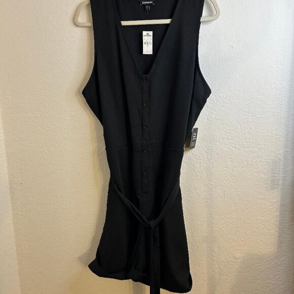 Black Tank Sleeve Romper with Tie Detail Size XL by Express NWT - Picture 6 of 6